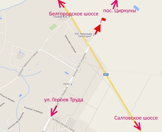 Схема рекламної площини за адресою ул. Леся Сердюка -окружная дорога-3- выезд из города в ст пос. Циркуны