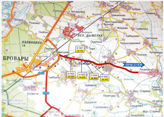Схема рекламної площини за адресою трасса Киев-Сумы_км 30+730_левый // из Киева