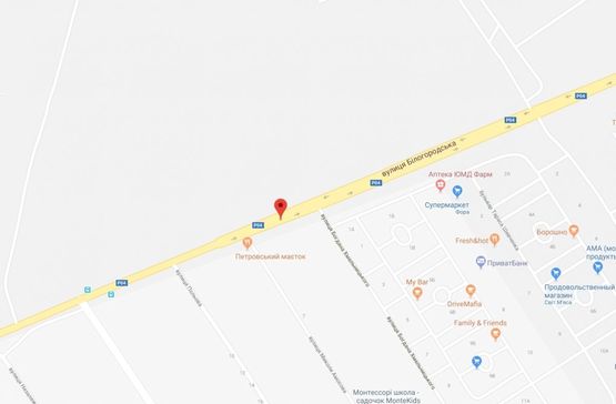 Схема рекламной плоскости по адресу Святопетрівське, ул.Белогородская, напротив  Петровского Квартала