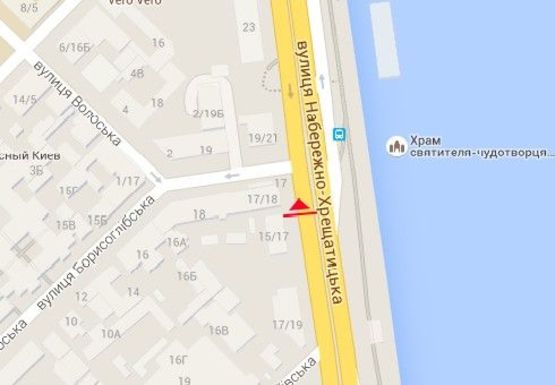 Схема рекламной плоскости по адресу Набережно-Крещатицкая ул., 17/18 - Борисоглебская ул.
