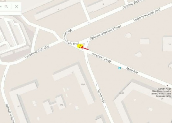 Схема рекламної площини за адресою Мира пр-т 17/2 / Тампере ул.