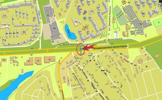 Схема рекламной плоскости по адресу Окружная/пов.на Вишневое/Фоззи на пр.Победы правый