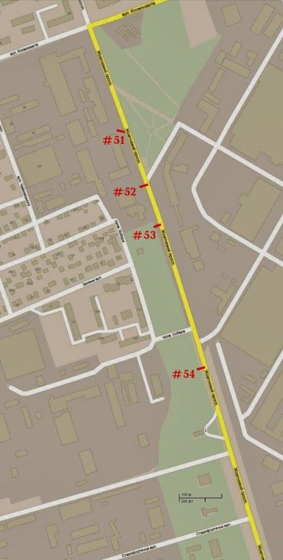Схема рекламної площини за адресою пр.Богоявленский - ост."Старокрепостная" Г-образный щит над дорогой, стБ