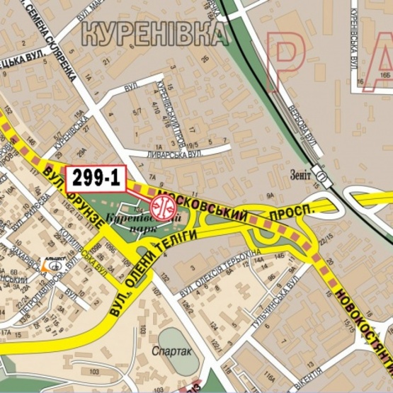 Схема рекламной плоскости по адресу Бандери С. просп. (концерт-холл FREEDOM, БЦ "Форум Парк Плаза", Надра Банк, Альфа Банк в напр.Новоконстантиновской)