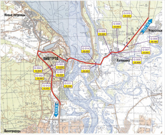 Схема рекламной плоскости по адресу трасса Киев-Вышгород-Десна_км 18+450_левый // в Киев