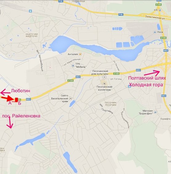 Схема рекламної площини за адресою Эстакада-пос.Песочин-въезд в город со ст.трассы Киев-Харьков-Довжанский