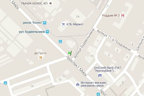 Схема рекламної площини за адресою Миру просп. - Будівельників вул., (№2) (призма) Схема рекламної площини за адресою Миру просп. - Будівельників вул., (№2) (призма)