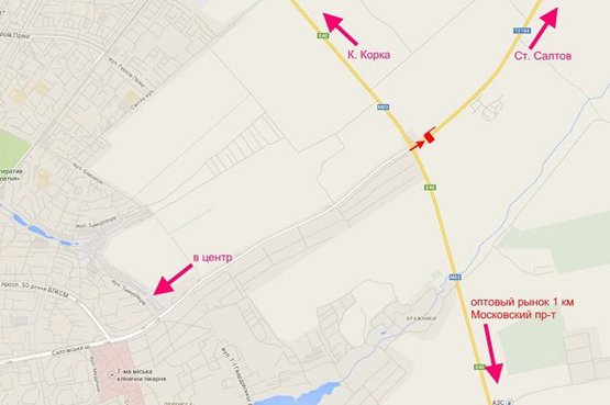 Схема рекламной плоскости по адресу Салтовское шоссе -развязка с окружной-4- выезд из города в ст. Ст. Салтова