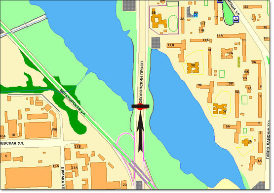 Схема рекламної площини за адресою пр.Оболонский  направление на ст.м.Оболонь (правое ухо)