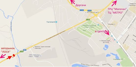 Схема рекламної площини за адресою Лозовеньковский пр-т возле отеля "Берлога" в ст. Алексеевки