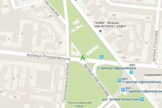 Схема рекламної площини за адресою Мечнікова вул. - Розумовська вул. - Велика Арнаутська вул. Схема рекламної площини за адресою Мечнікова вул. - Розумовська вул. - Велика Арнаутська вул.