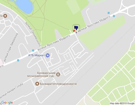 Схема рекламной плоскости по адресу м. Бровари, вул. Ярослава Мудрого, 104