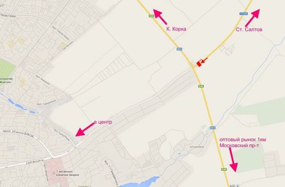 Схема рекламной плоскости по адресу Салтовское шоссе -развязка с окружной- въезд в город со ст. Ст. Салтова