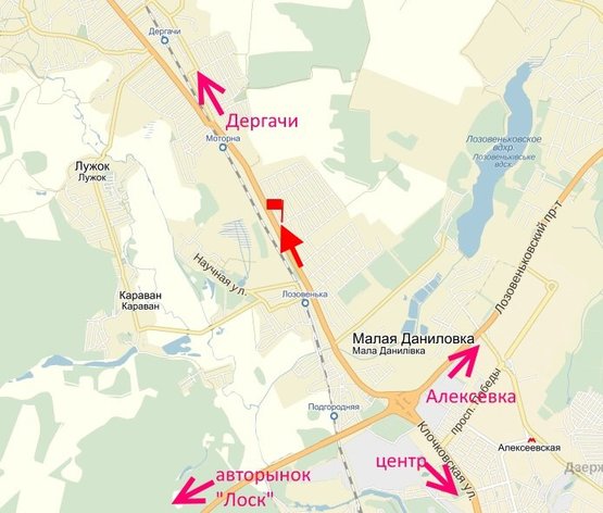 Схема рекламної площини за адресою Малая Даниловка-коттеджный поселок" Поле чудес"-в ст. Дергачей-верх-этажерка №1