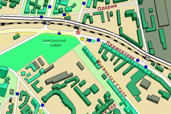 Схема рекламной плоскости по адресу ул. Приморская / спуск Маринеско №1