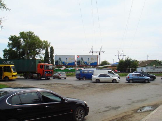 Схема рекламной плоскости по адресу Дальницкое шоссе / ул. Крайняя (Рынок) №2 "Чебурашка"