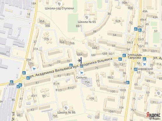 Схема рекламної площини за адресою Вильямса,68