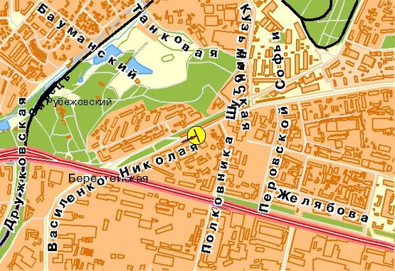 Схема рекламної площини за адресою Коласа Якуба вул.  1-А біля ви"їзду на бульв. Ромена Ролана