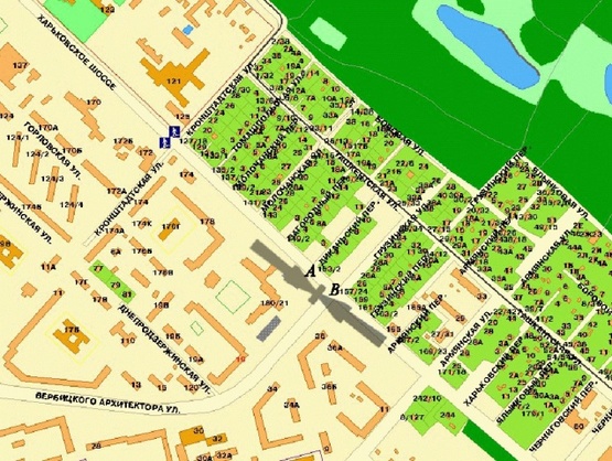 Схема рекламної площини за адресою Харьковское шоссе, возле ул.Вербицкого, к Харьковской пл., из центра