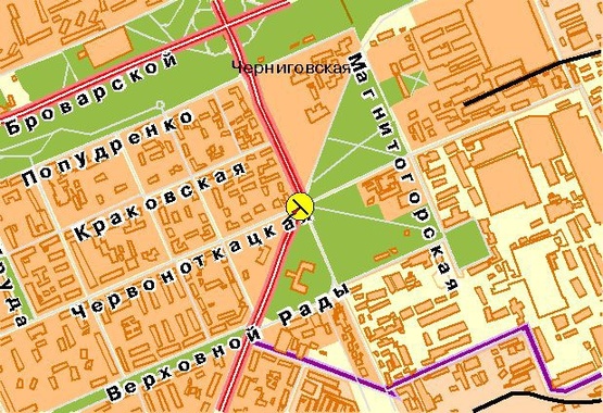 Схема рекламной плоскости по адресу Гагарина Ю. пр-т, пересечение с ул.Красноткацкой 47/18, из центра