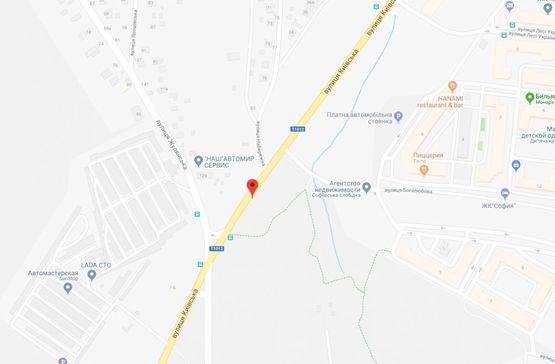 Схема рекламної площини за адресою Вишневе, вул.Київська, біля перехрестя з вул.Святошинською, направлення на Боярку