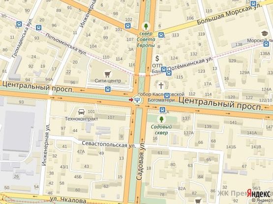 Схема рекламної площини за адресою просп. Центральный - ул. Садовая