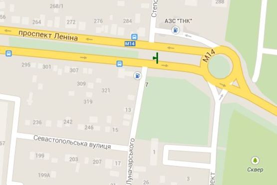 Схема рекламной плоскости по адресу Центральний просп. (Леніна просп.) - 10 Слобідська вул. (Луначарського вул.), (№2)