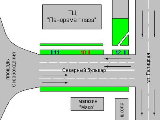 Схема рекламної площини за адресою Північний ім.О.Пушкіна бульв., 2а