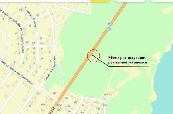 Схема рекламної площини за адресою ул.Бородинская, ул.княгини Ольги, въезд на Великий Луг Схема рекламної площини за адресою ул.Бородинская, ул.княгини Ольги, въезд на Великий Луг