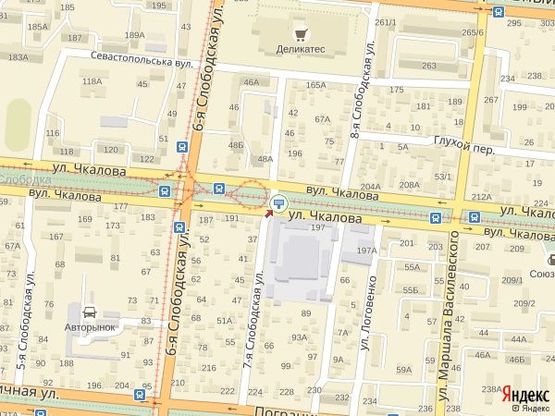 Схема рекламной плоскости по адресу ул. Чкалова - ул. 7-я Слободская