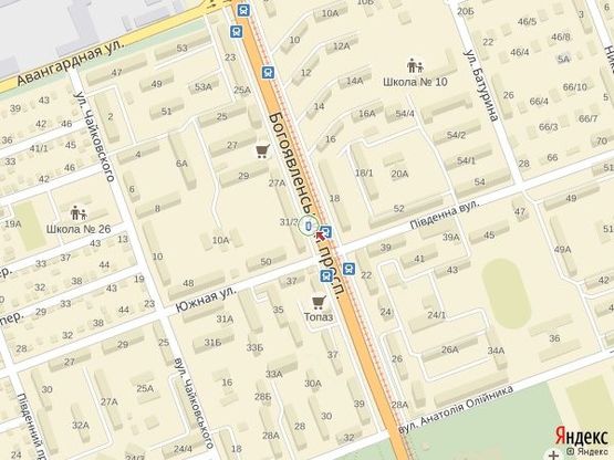 Схема рекламної площини за адресою просп. Богоявленский - перед ул. Южная