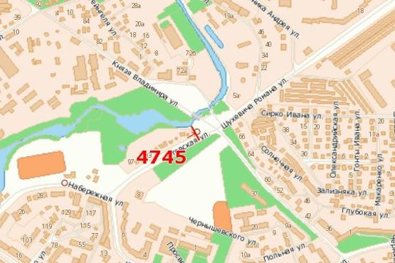 Схема рекламної площини за адресою Литовська вул. - Князя Володимира вул.