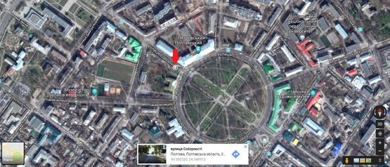 Схема рекламной плоскости по адресу г Полтава ул Соборности,37 центр города размер 2*4 №5