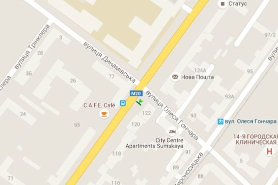 Схема рекламной плоскости по адресу Сумська вул., 122 - Олеся Гончара вул. Схема рекламной плоскости по адресу Сумська вул., 122 - Олеся Гончара вул.