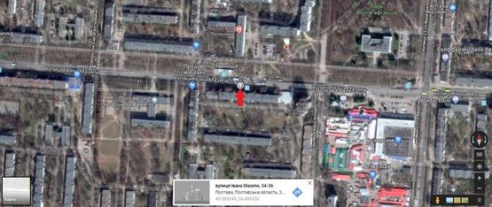 Схема рекламной плоскости по адресу г.Полтава ул. Ивана Мазепы, 49 ост. 4-я поликлиника)