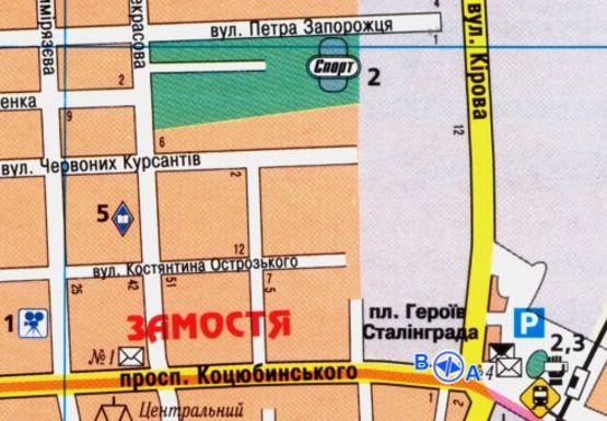 Схема рекламної площини за адресою Коцюбинского ул. - Батогская ул.