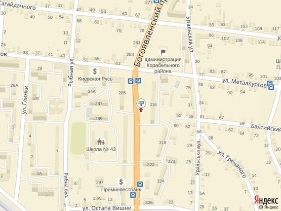 Схема рекламной плоскости по адресу просп. Богоявленский, 316 - ост. Универсам, 2