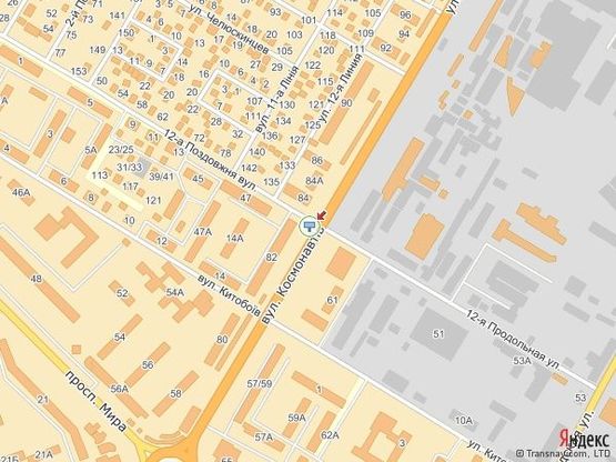 Схема рекламной плоскости по адресу ул. Космонавтов, 88 - рынок строительных материалов