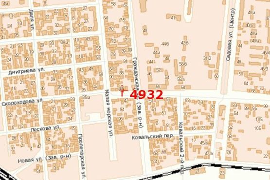 Схема рекламной плоскости по адресу Кузнецька вул. (Скороходова вул.) - Мала Морська вул.