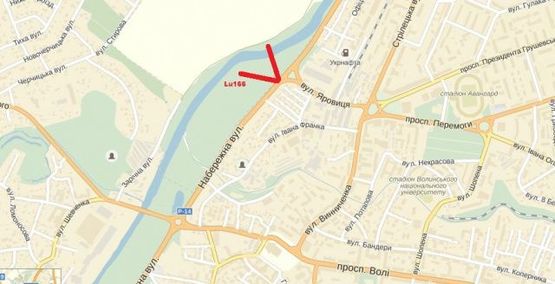 Схема рекламної площини за адресою Набережна, 28, оптові склади Схема рекламної площини за адресою Набережна, 28, оптові склади