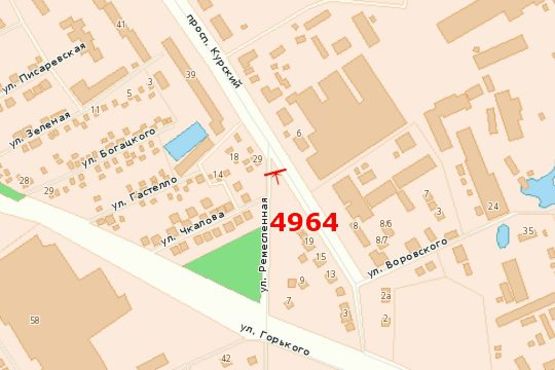 Схема рекламной плоскости по адресу Курський просп. - Юрія Вєтрова вул. (Воровського вул.)