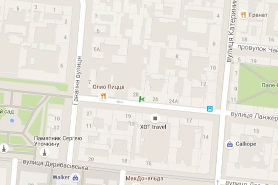 Схема рекламної площини за адресою Ланжеронівська вул., 28 (направление на вул.Гаванная)