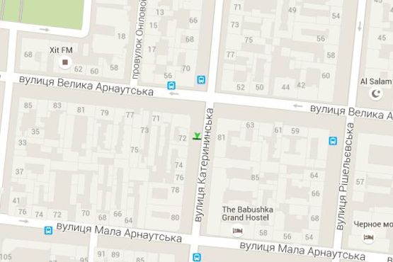 Схема рекламной плоскости по адресу Єкатеринінська вул., 72 - Велика Арнаутська вул., 69