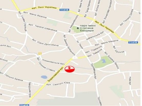 Схема рекламної площини за адресою вул. Бориславська (центр)