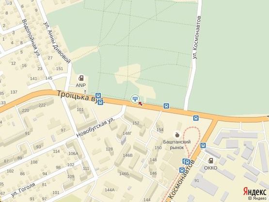 Схема рекламної площини за адресою ул. Троицкая, поворот на санаторий "Дубки"