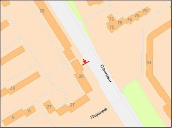 Схема рекламной плоскости по адресу Паникахи ул., 28, из центра