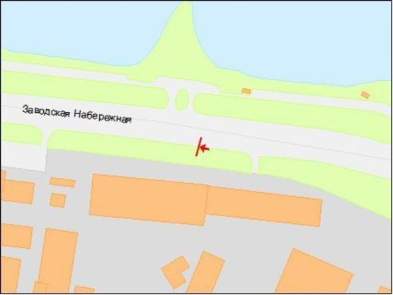 Схема рекламної площини за адресою Заводская Набережная ул., мебельный комбинат "Прогресс", из центра