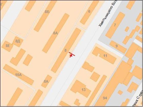 Схема рекламної площини за адресою Богдана Хмельницкого пр., 8, в центр