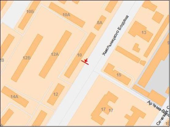 Схема рекламної площини за адресою Богдана Хмельницкого пр., 10, из центра