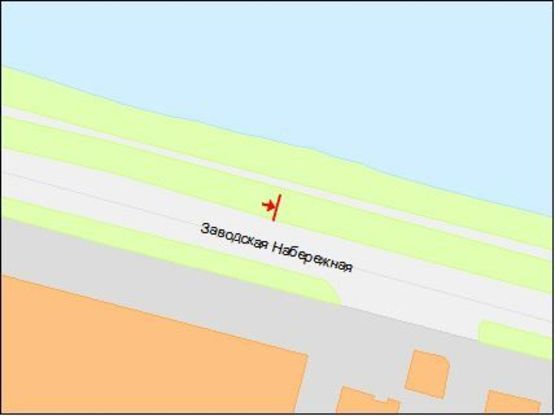 Схема рекламної площини за адресою Заводская Набережная ул., возле завода "ЕВРАЗ", в центр